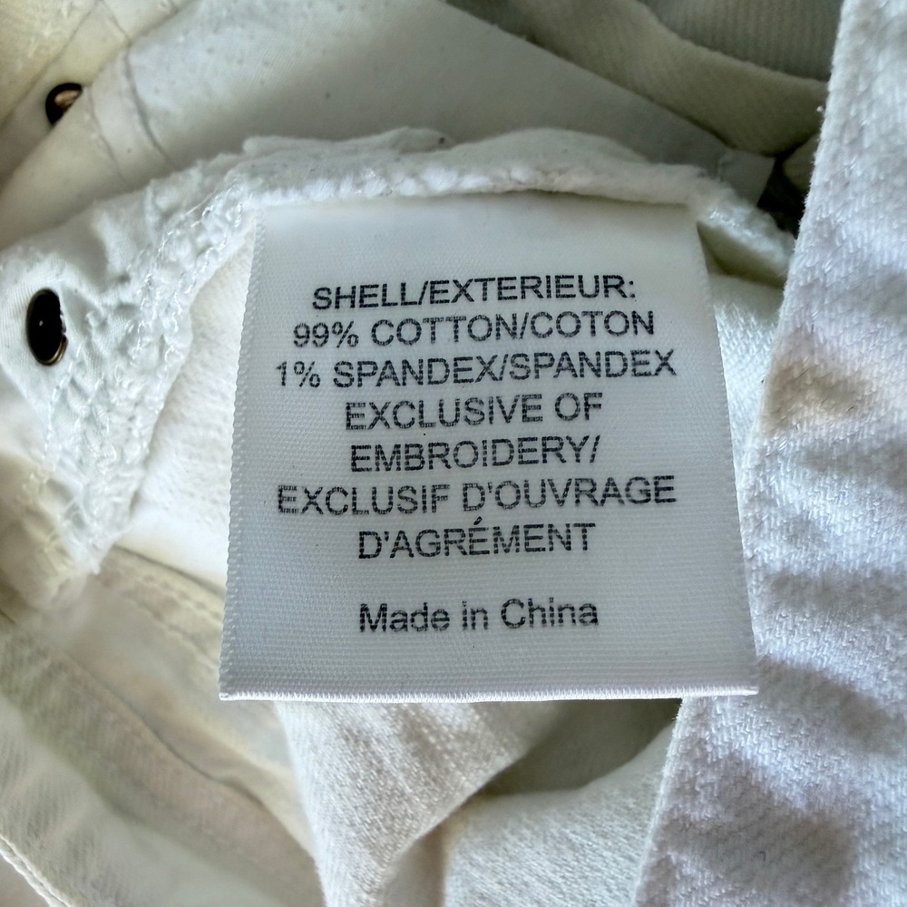 Tory Burch White Cropped Jeans‎ Embroidered Logo Back Pockets Size 28 - Picture 9 of 12